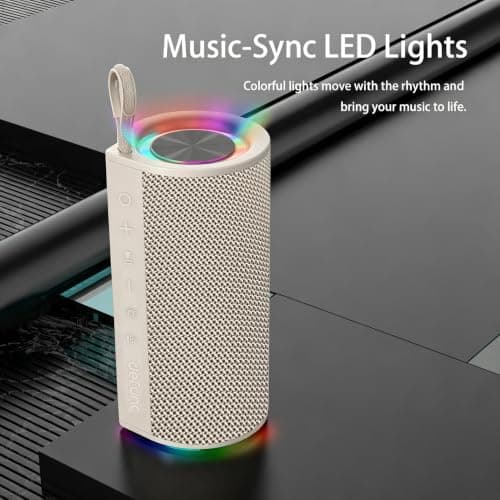 DEFUNC BEAT 15 Bluetooth Speaker, 15W HD Sound, Portable Wireless, IPX7 Waterproof, Up to 6H Playtime, TWS, for Home/Party/Outdoor/Camping/Beach Essentials, Birthday Gift for Fathers Day Men (Beige) — view 4