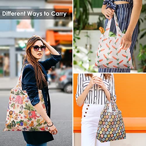 Hossejoy 10 Pack Large Reusable Grocery Bags with Handles, Waterproof Nylon Large Tote Bags, Foldable Lightweight Machine Washable Shopping Bags for Women Grocery Shopping Supplies Daily Storage — view 2