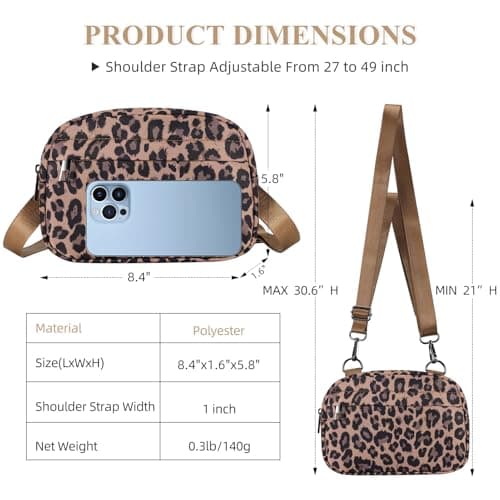 MAXTOP Small Crossbody Bags for Women Men Cell Phone Bum Bag Purse Fanny Pack with Adjustable Strap Sling Bag for Traveling Casual Festival Gifts Leopard Brown — view 5