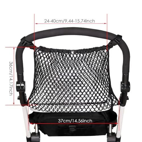 Stroller Shopping Net, Black Buggies Net Bag, Universal Baby Trolley Mesh Net Pocket, Stroller Organizer Storage Bag for Pushchair Buggy Stroller Pram — view 2