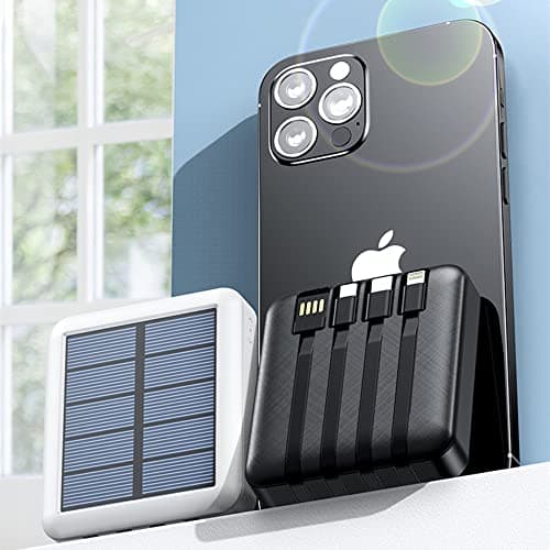 Lightweight Solar Power Bank 20000mah, High Capacity Solar Charger with 4 Inputs & 2 Usb Output, Waterproof Led Indicator Solar Power Bank for Iphone Tablets Outdoor Solar Charger Power Bank (White) — view 2