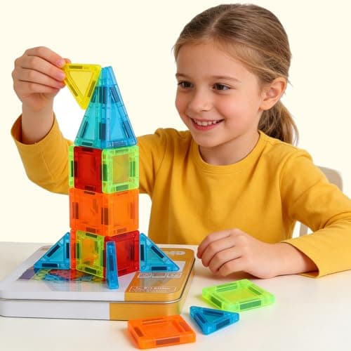 Mini Magnetic Tiles Travel Games for Kids Toddlers 56PCS Travel Set Tin — view 5