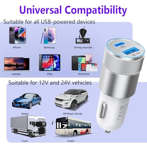Car Charger Fast Charge 2Pack All Metal Dual Port Cigarette Lighter Charger — view 6
