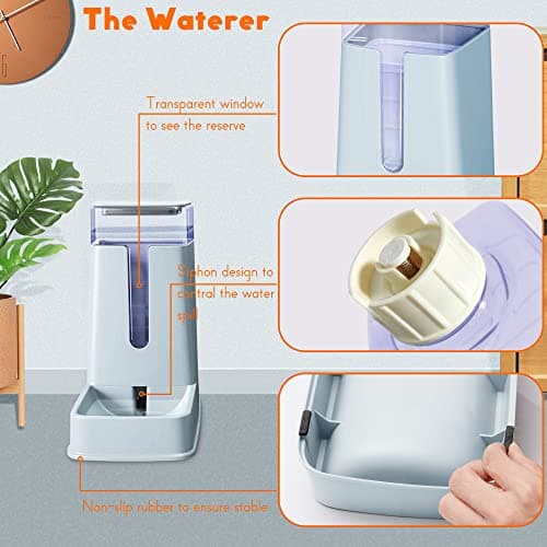 Automatic Pet Feeder Small&Medium Pets Automatic Food Feeder and Waterer Set 3.8L, Travel Supply Feeder and Water Dispenser for Dogs Cats Pets Animals (light gray) — view 4