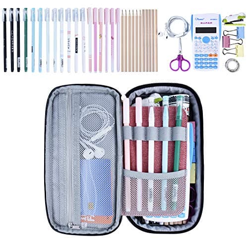 Chelory Pencil Case Large Capacity Pencil Cases Big Storage Pencil Bag Pen Pouch Makeup Cosmetic Bag Office Stationery Organizer with Compartment for Boys Girls School Students Adults, Light Pink — view 3
