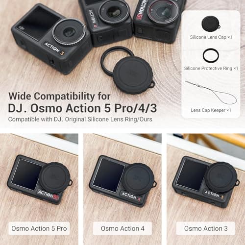 JJC Silicone Osmo Action 5 Pro 4 3 Lens Cap Ring Set with Anti-Loss String — view 3