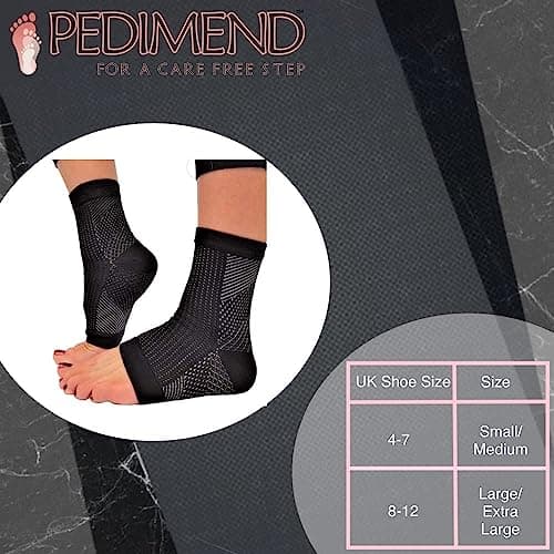 PEDIMEND Plantar Fasciitis Foot Socks. Best Compression Sleeve for Ankle Arch & Heel Achilles Tendon Supports Brace. Men and Women Night Splint Pain Relief L/XL (UK 8-12 PACK OF 2) — view 3