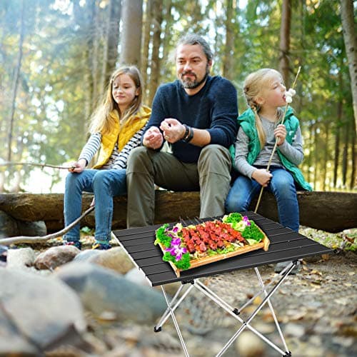 Outry Aluminum Folding Camping Table, Portable Collapsible Light Weight Table for Picnic, Camp, Beach, Fishing, BBQ (Black, L - Unfolded: 27" x 18.3" x 15.7") — view 2