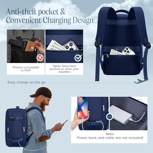 Xkdoai for Ryanair Cabin Bags 40x30x20, Travel Backpack with TSA Approved Clear Bag, Travel Bag Womens Underseat Anti Theft Carry-ons Hand Luggage Bag Airline Approved Casual Daypack — view 5