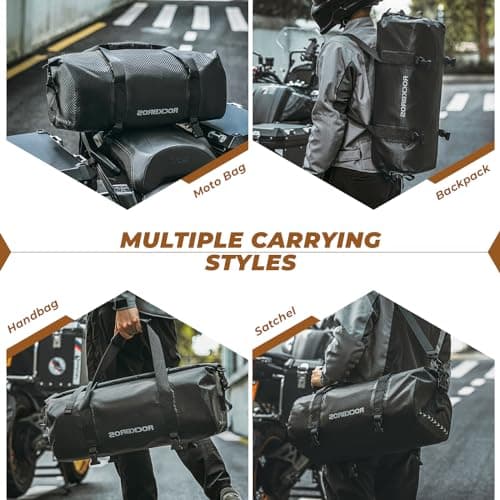 ROCKBROS Motorcycle Tail Bag Motorcycle Saddle Bag 100% Waterproof Travel Luggage Bags with Shoulder Strap Rear Seat Bag for Motorcycling Cycling Outdoor Sports 30L — view 4