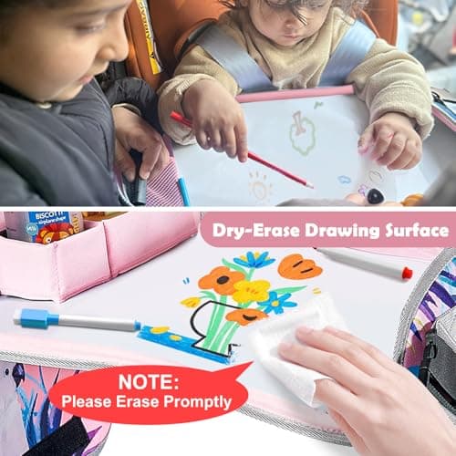 YZNlife Kids Car Table,Upgraded Travel Tray for Kids,Lap Tray for Airplane,Travel Desk Essential Accessories,Carseat Table for Kids Road Trip Activities — view 3
