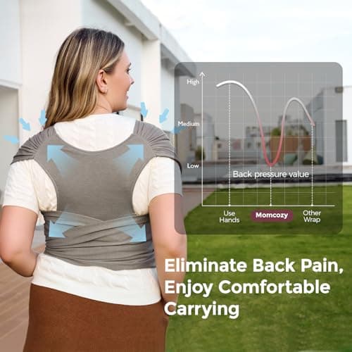 Momcozy Baby Wrap Carrier for 3.6-15kg, Adjustable Sling for Newborn, Brown — view 2