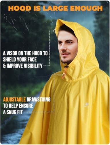 ANYOO Waterproof Rain Poncho Lightweight Reusable Adult Unisex Multi-use — view 4