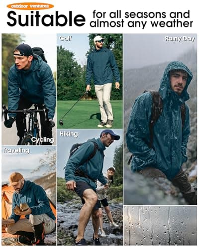 Outdoor Ventures Men's Waterproof Jackets Lightweight Windproof Raincoat — view 2