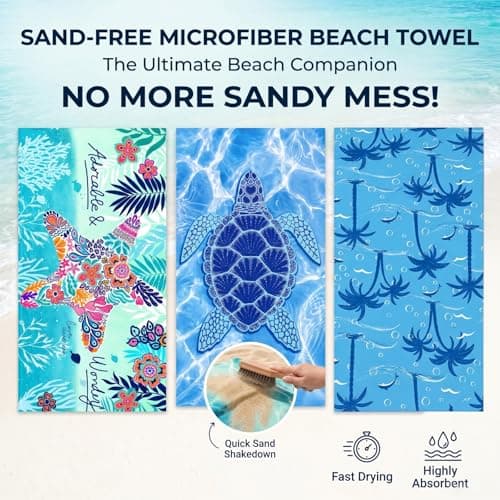 MXZWOC 2 Pack Microfibre Beach Towels, Extra Large 180 x 90 cm, Sand Free & Quick Dry Lightweight Travel Towels for Adults, Soft Absorbent Towels for Beach, Swimming, Gym & Holiday — view 6