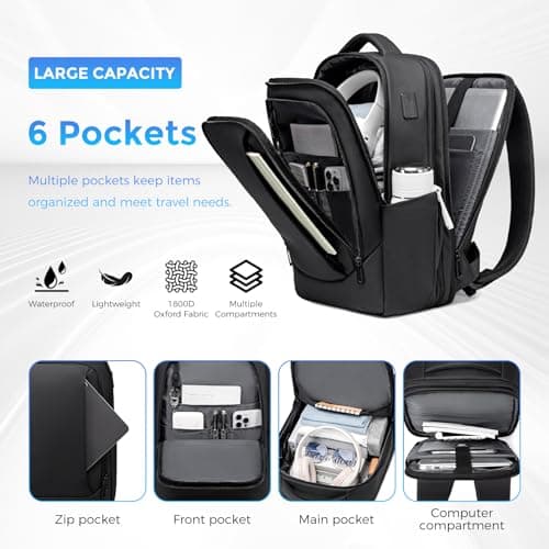 FENRUIEN Business Backpack 15.6 Inch Laptop Bag for Men Expandable 19L-27L — view 4