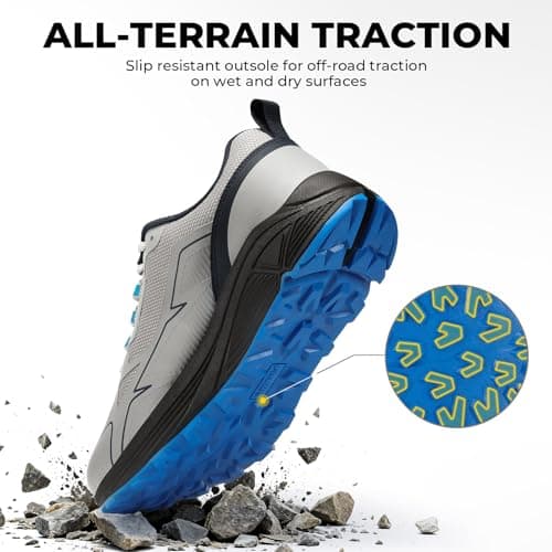 FitVille Wide Fit Mens Trail Running Shoes, Silver Gray, 8.5 Wide — view 6