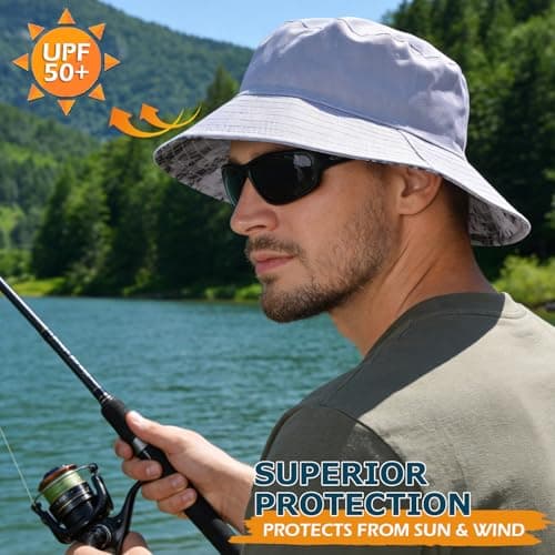 Reversible Camo Bucket Hat for Men & Women, Cotton Blend Packable Sun Hat — view 3