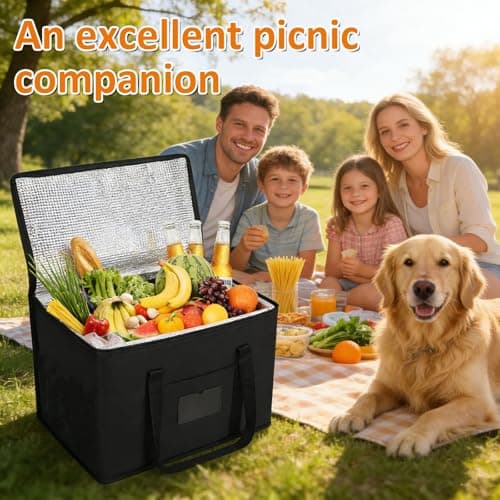 40L Oxford Cloth Cooler Bag, Thermal Cool Bag & Foldable Food Delivery Bag, Insulated for Hot & Cold Food, Durable for Picnic Camping BBQ Family Outdoor Travel & Grocery Shopping, Insulated lunch Bag — view 2