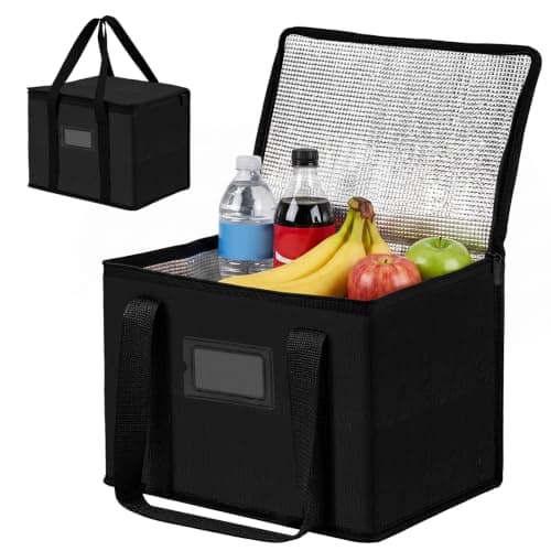 Alaoo 10L Foldable Insulated Bag for Food Travel Camping, Black, 28*17*20cm