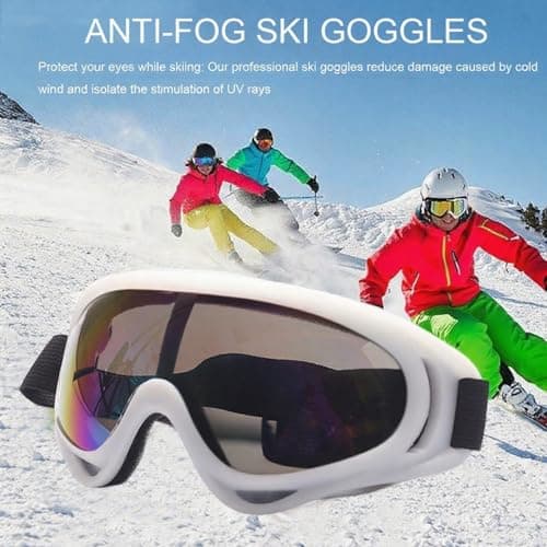 Ski Goggles Snowboard Goggles - UV Adjustable Snowmobile Riding Offroad Protective Goggles, Cycling Motorcycle ATV Glasses Winter Snow Sports Glasses For Youth Men Women Teens Boys & Girls (White) — view 4