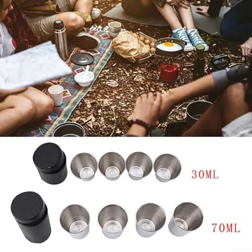 Stainless Steel Shot Glasses Set of 4 with Leather Pouch - Portable Wine Tasting Cups and Hot Beverage Travel Mugs for Camping Picnic Outdoor Use(70ML) — view 6
