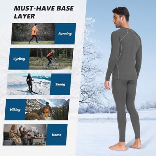 SIMIYA Thermal Underwear Mens, Quick Dry Base Layer for Men, Compression Mens Thermals Top and Bottoms, Winter Long Sleeve Long Johns for Workout Skiing Running Hiking — view 6