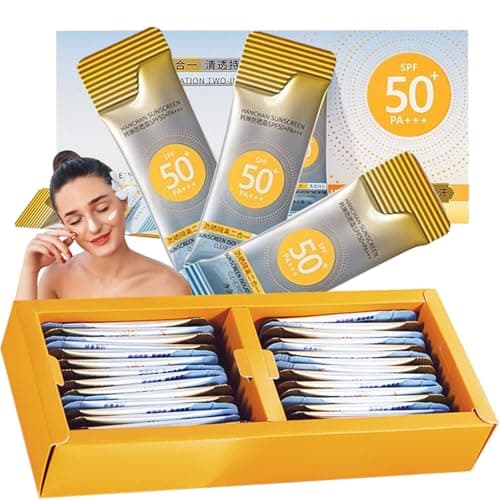 50 Pack Travel Size Sunscreen SPF 50+, Mini Sun Cream Multipack, Anti-Ageing Sunscreen for Face and Body, Waterproof Non-Greasy, 50 * 1g (1)