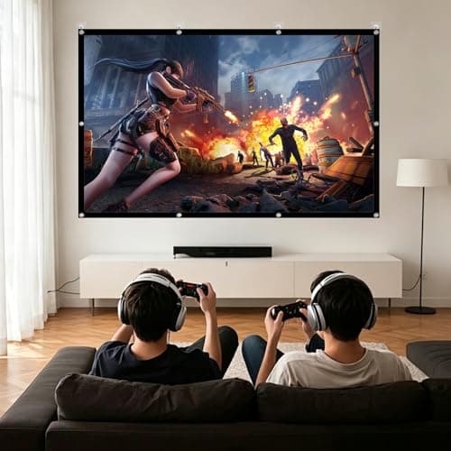 Screen Projector 100 Inch 16:9 HD Foldable Projector Screen Portable Projector Screens Hanging Double-Sided Projection Anti-Wrinkle Projector Screen for Home Cinema Home Office Camping School Meeting — view 6