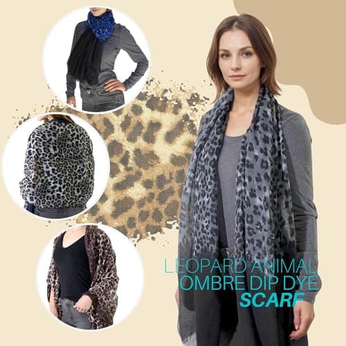 Basic Sense Luxurious Two Tone Leopard Print Reversible Long Scarf Wrap Shawl, Burgundy — view 6