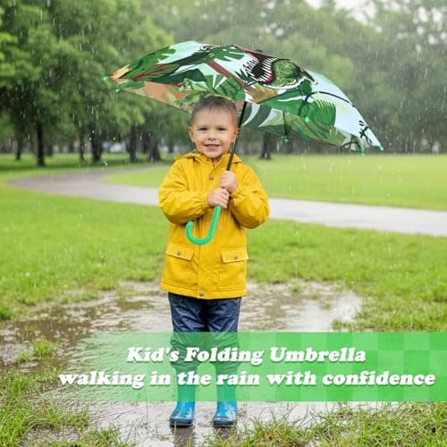 Decalsweet Kids Umbrella Dinosaur Stick Folding Umbrella Safety Open — view 2