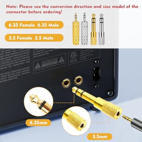 YHTCC 4 PCS Headphone Jack Adapters, Female & Male Adapter Each Two — view 2