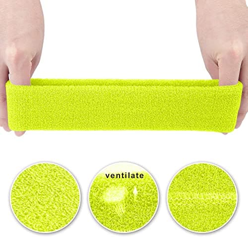 ATNKE LED Lighted Headband, USB Rechargeable Running Hat Ultra Bright 4 LED Waterproof Light Lamp Headlamp High Stretch Moisture Wicking Multi-Color/Fluorescent yellow — view 3