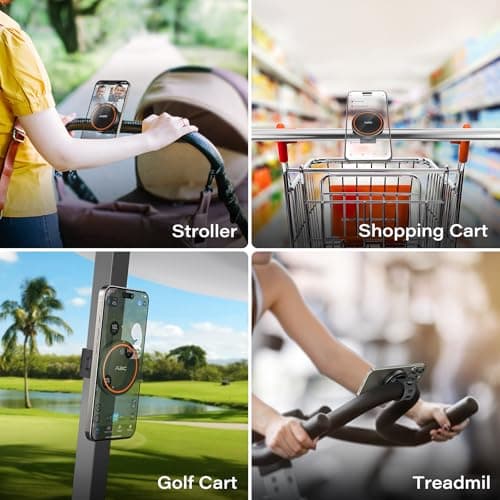 A2C Gym Fitness Phone Mount Car Mount for Magsafe, Magnetic Phone Holder for Gym, Home Fitness Bikes, Workout Equipment, Stroller and Cart Handlebars Compatible with 4.7-6.5" Smartphones — view 6
