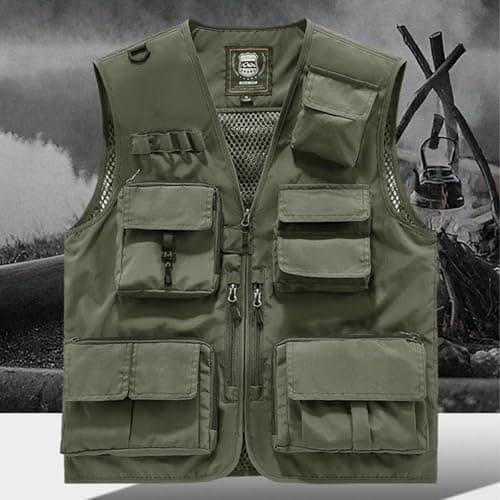 Cargo Vests for Mens UK Utility Giletlity Gilets with Multi Pockets Outdoor Lightweight Travel Security Vest Plus Size Sleeveless Zip Up Jackets for Tool Work Fishing Hiking Photographers — view 2