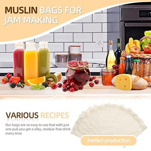 Irich 25 Pack Cotton Muslin Drawstring Bags, Reusable Produce Storage Bags, 100% Organic Muslin Bags for Store Spices, Crafts, Soap or Slag Filter, Soaking Medicinal Liquor (20 * 25cm) — view 4
