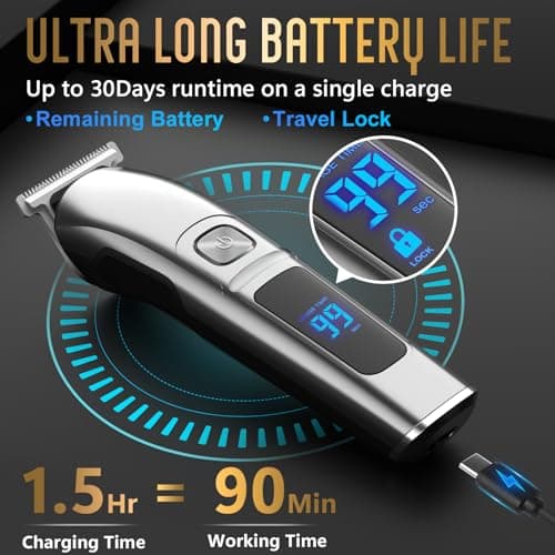 Ufree Beard Trimmer Men, Waterproof Cordless Electric Razor Shaver, Silver — view 4