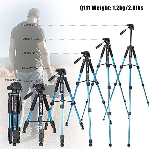 Zomei Q111 Camera Mobile Phone Tripod, Aluminum Travel Tripod47-140cm(Blue) — view 3