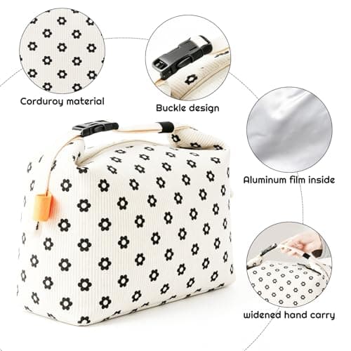 SUOXU Lunch Bag for Women Men,Cooler Bag for Work School Picnic, Reusable Insulated Lunch Box Bag, Waterproof and Oil-Proof Corduroy Tote Bag, Portable Picnic Bag Cool Bag-8L — view 2