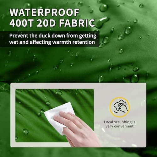 BUERTS Down Sleeping Bag Winter All-Season Sleeping Bag Outdoor Suitable for Adults and Children Outdoor Camping Hiking with Compression Bag.(5℃, Green) — view 4