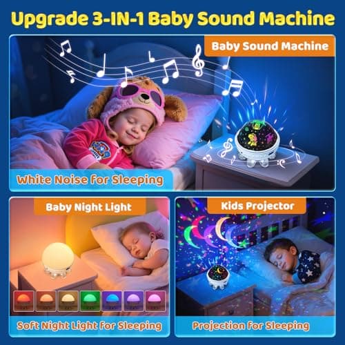 White Noise Machine Baby with Night Light Projector,30 Music Sound Machine — view 2