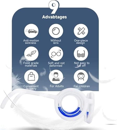 Motion Sickness Glasses, 6cpsTravel Sickness Glasses for Adults & Kids - No Lens Anti Nausea Relief for Car Air Sea Sickness, Vertigo Aid with Box & Portable Pouch — view 6