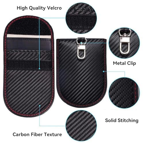 2 Pcs Signal Blocking Pouch, Key Signal Blocking Case, Carbon Fiber Design for Car Key Protection Blocks Signals to Prevent Theft Durable, and Compact for Daily Use Perfect for Car Safety — view 5