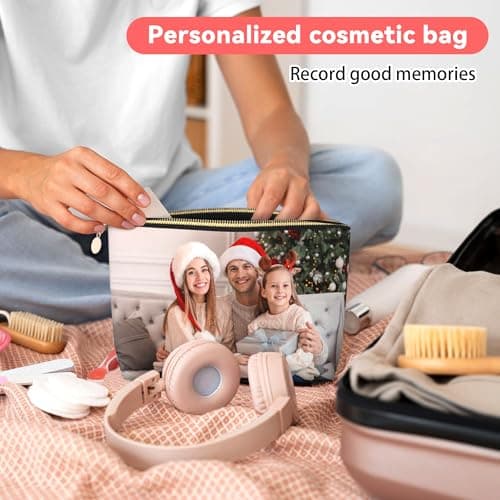 Personalised Cosmetic Bag,Custom Cosmetic Bags with Image, Logo, Text, Portable Makeup Packing Bags for Women Cosmetic Bags for Travel (Double-Sided Designs.) — view 4