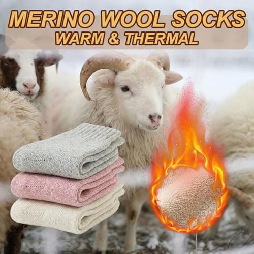 viiotu 3 Pairs Kids Merino Wool Socks Winter Thermal Warm Boys Girls Mid Calf Cozy Boot Socks — view 5