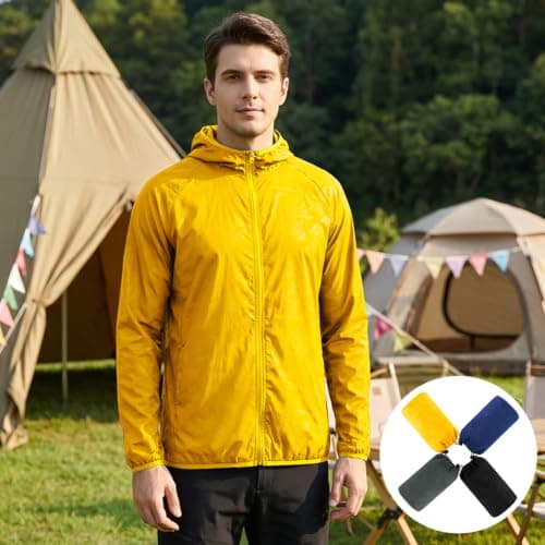 AUYAO Mens Waterproof Jackets Lightweight Hooded Rain Jacket for Outdoor — view 2
