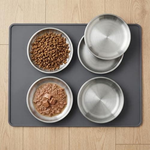 4 Pcs Cat Bowls Stainless Steel, 14cm Wide Shallow Kitten Bowls Set, Whisker Friendly Cat Food Bowl for Dry Wet Food, Small Pet Feeding Dishes — view 6