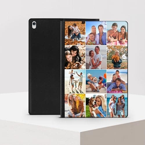 Personalised Tablet Case Cover Compatible with iPad Models Custom Leather Flip Case Any Photo Printed Collage Photos (12 Photos) — view 3