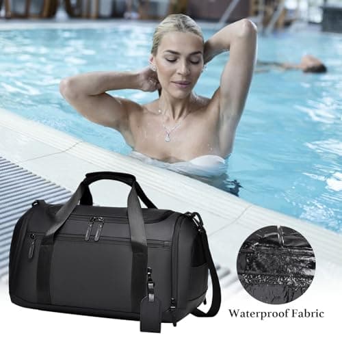 SEPSCO Sports Gym Duffle Bag, Women Men Weekend Bags Holdall with Shoes Compartment and Shoulder Strap Large Wet and Dry Separation Waterproof Durable for Travel Overnight Hospital Swimming (Black) — view 6