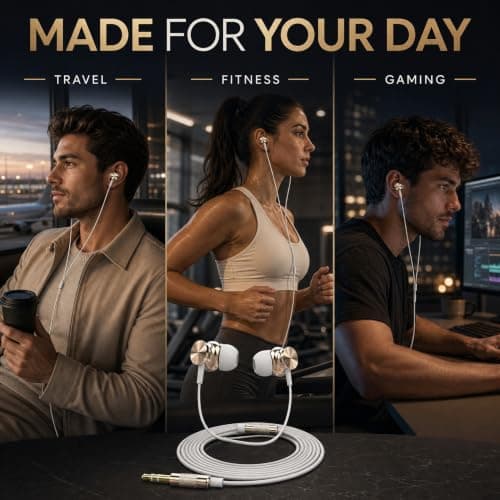 Betron BS10 Earphones Wired In-Ear Headphones, Gold — view 6